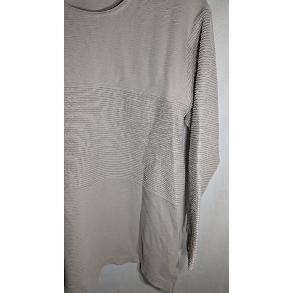 Nordstrom Womens Crewneck Sweater Sz L Ribbed Textured Beige Classic elevated - Picture 2 of 6